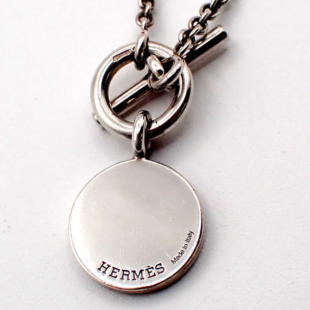HERMES Amulettes Ex-Libris Pendant Necklace Sellier Silver 925 Italy 77LC635