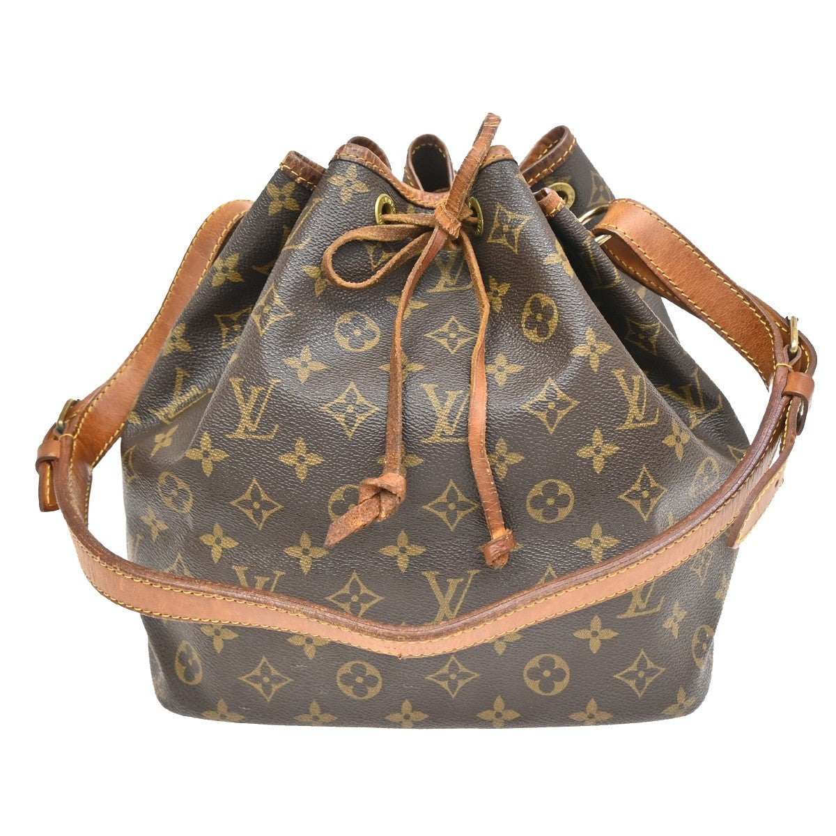 LOUIS VUITTON Petit Noe Drawstring Shoulder Bag Monogram Leather M42226 65EF877
