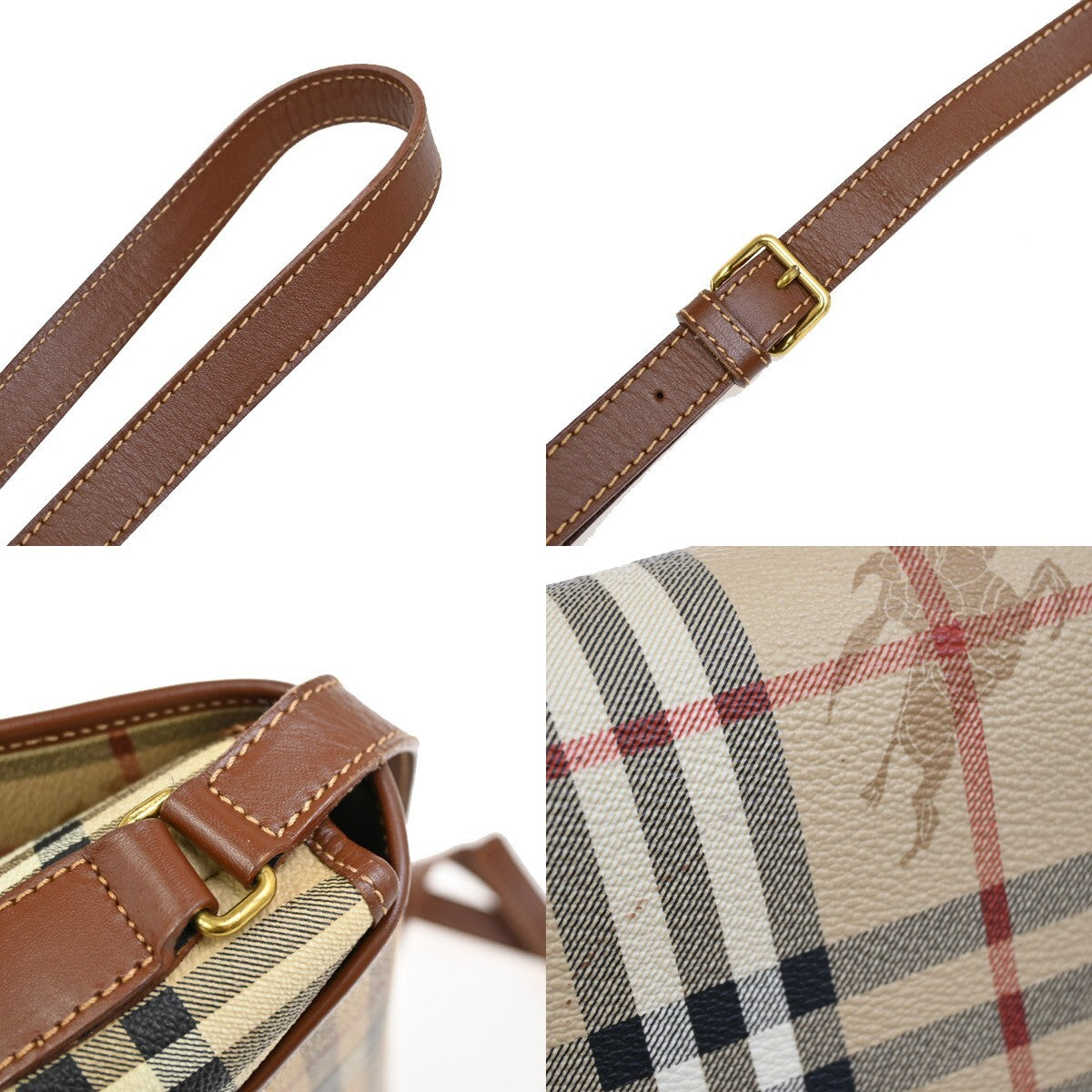 BURBERRY Logo Nova Check Crossbody Shoulder Bag PVC Leather Beige Brown 31FB800