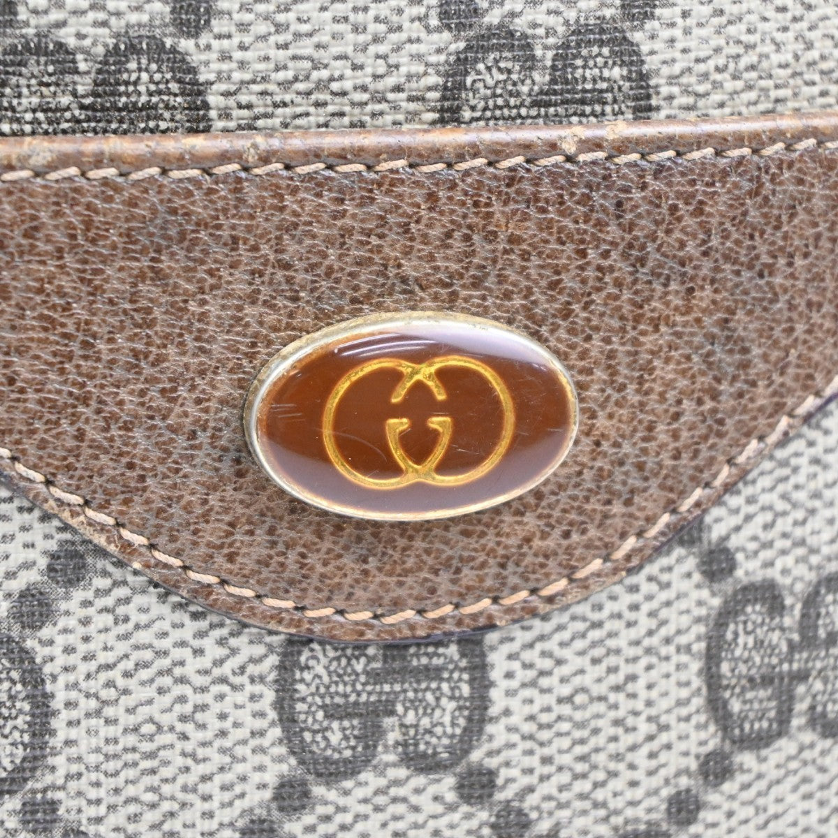 GUCCI Logo GG Sherry Line Shoulder Tote Hand Bag PVC Leather Beige Italy 60MA456