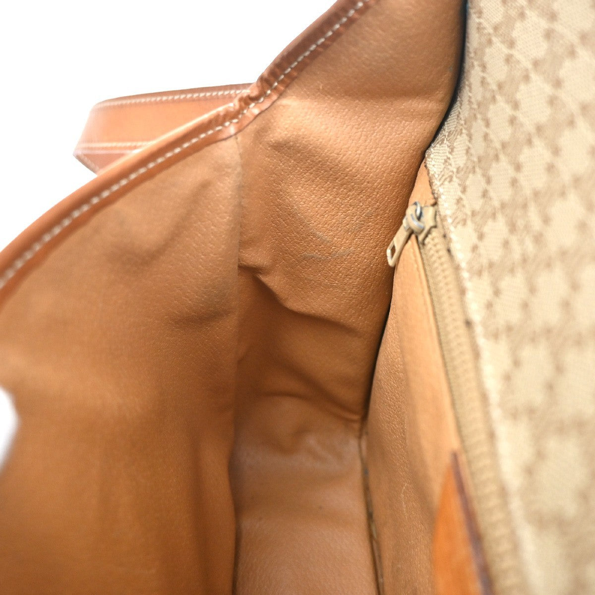CELINE Logo Macadam Pattern Shoulder Bag PVC Leather Beige GHW Italy 68KC717
