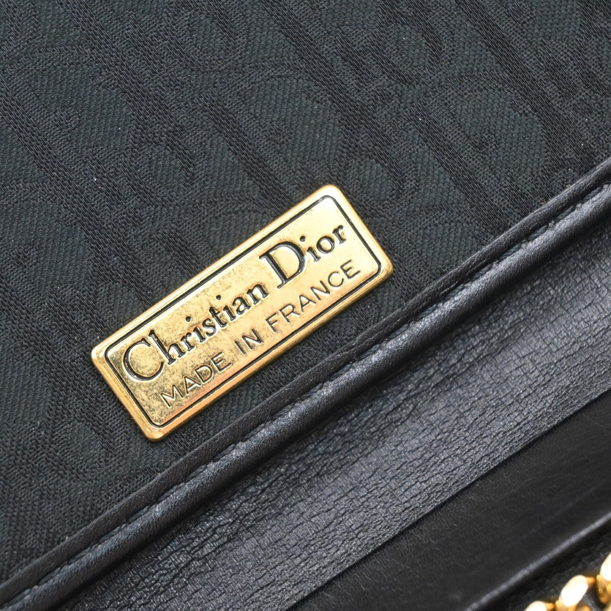 CHRISTIAN DIOR Trotter Pattern 2way Clutch Hand Bag Canvas Leather Black 38EF942