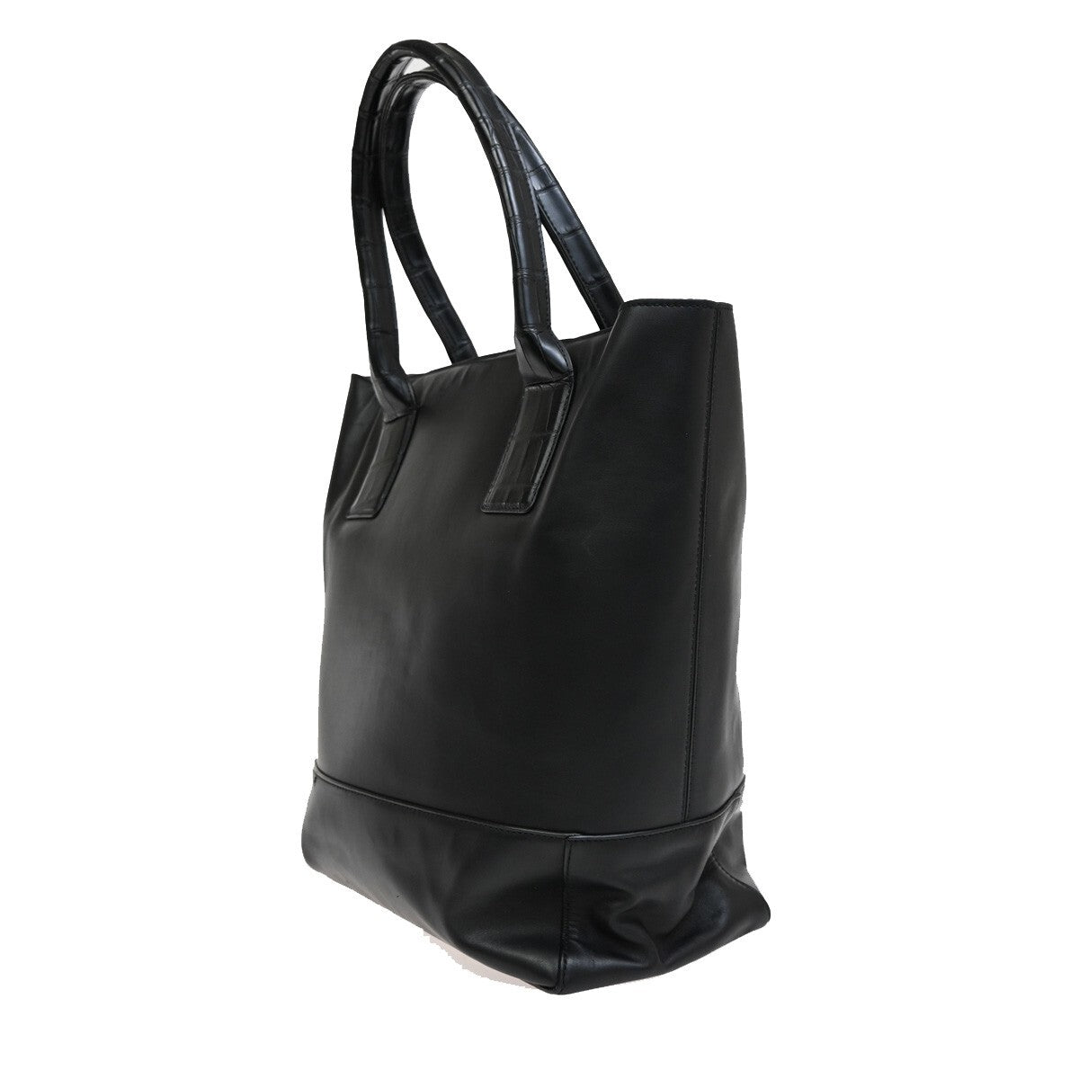 BOTTEGA VENETA Logo Shoulder Tote Bag embossing Leather Black Italy 75EF016