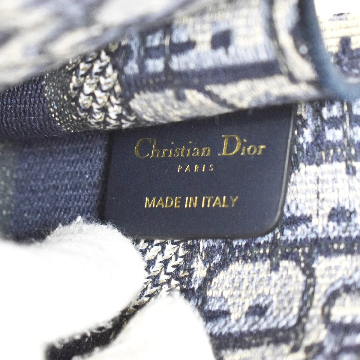 47.Live CHRISTIAN DIOR Logo OBLIQUE Mini Hand Bag Canvas Navy Blue 373LC335