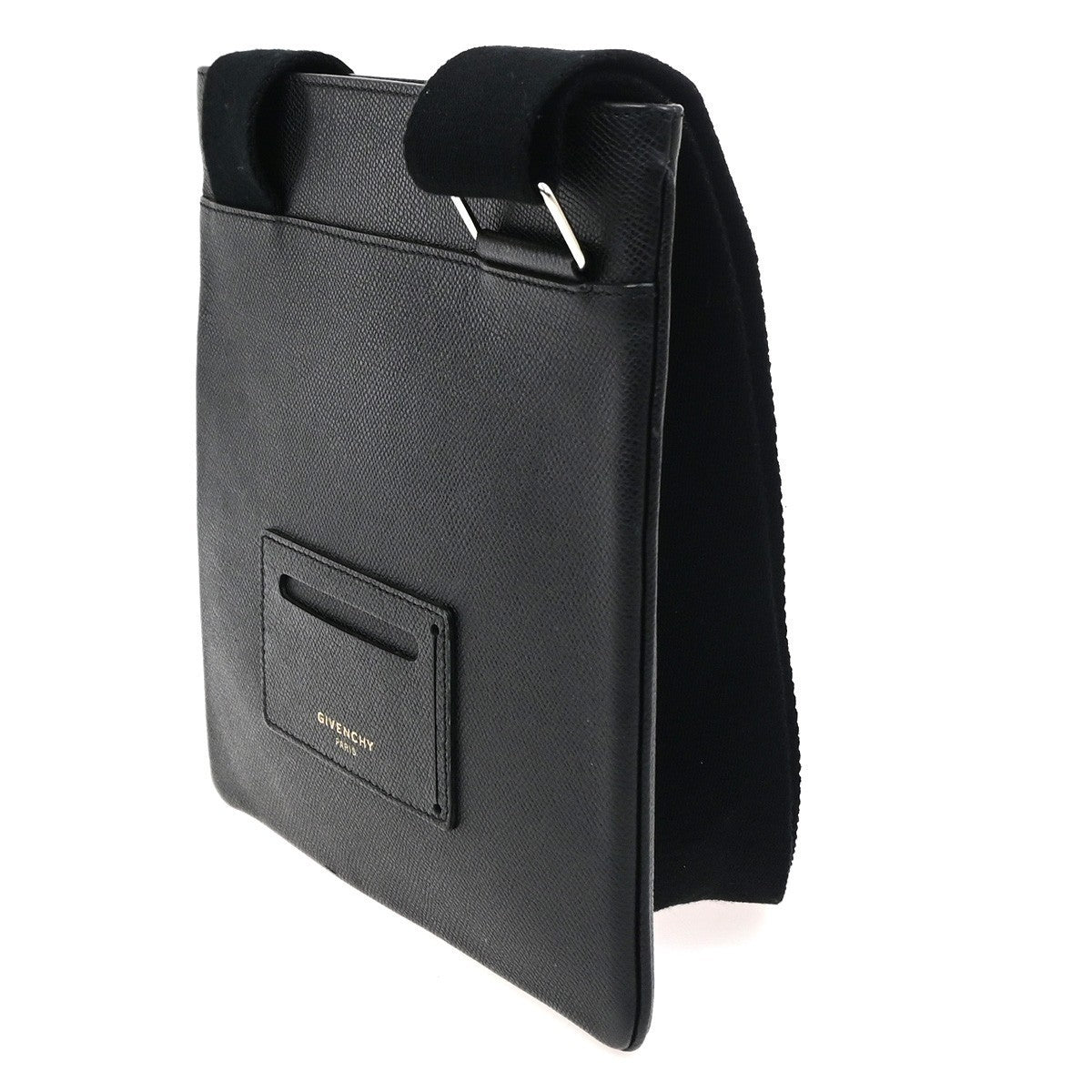 GIVENCHY Logo Shoulder Hand Bag Leather Black GHW Italy 32YJ267