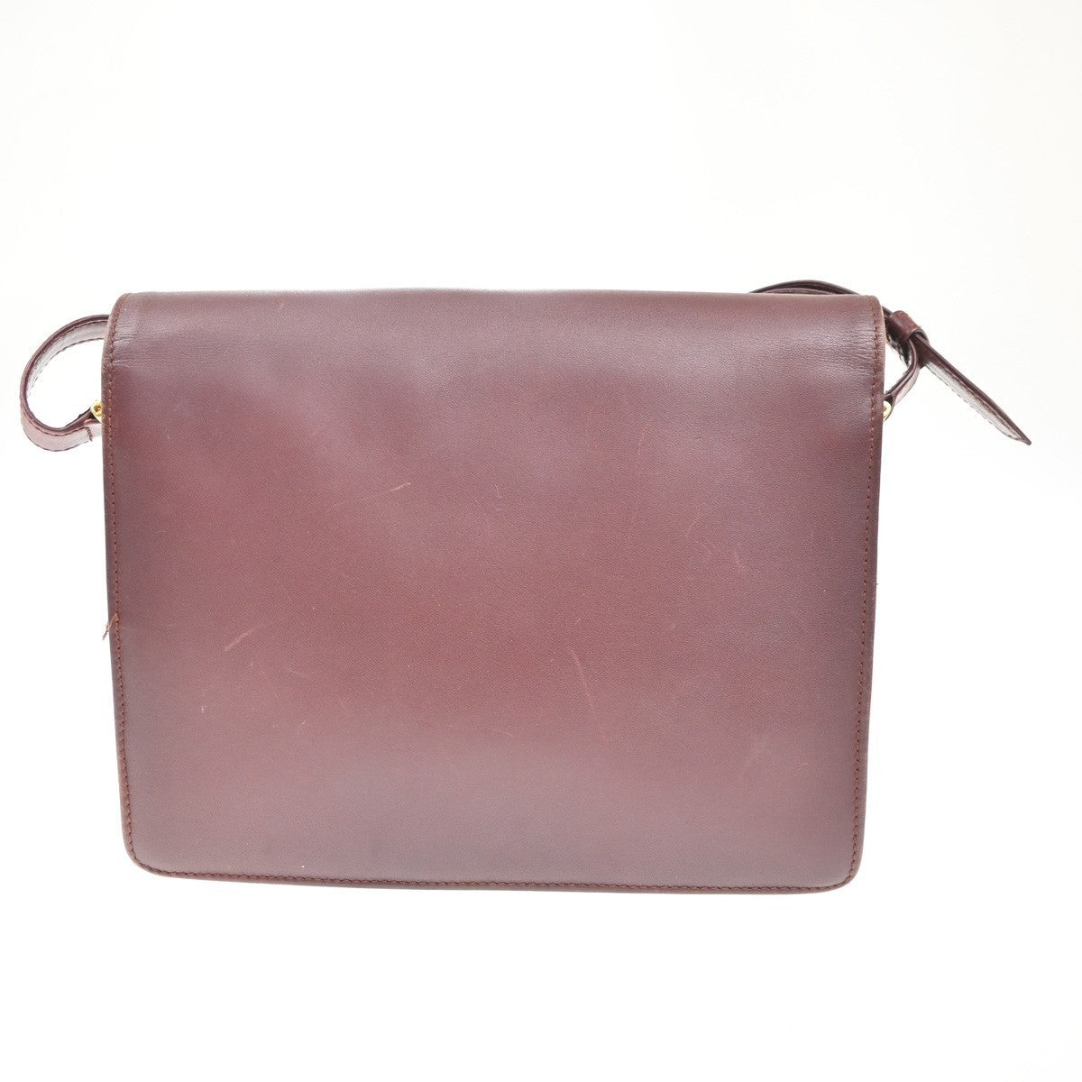 MUST DE CARTIER 2C Logo Double Flap Shoulder Bag Leather Red GHW Spain 67MA239