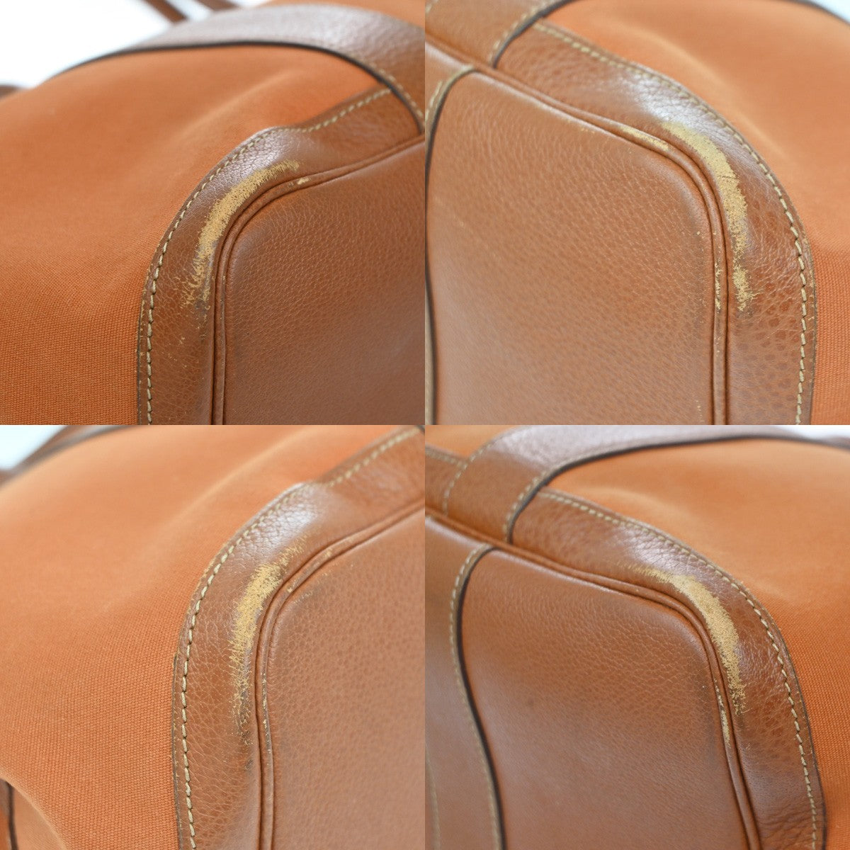 HERMES Garden Party PM Hand Bag Toile Officier Canvas Leather Orange 57PR184