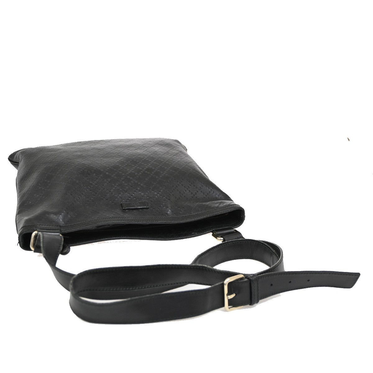 GUCCI Logo Imprime Messenger Bag Coated Canvas Leather Black SHW Italy 34DA255