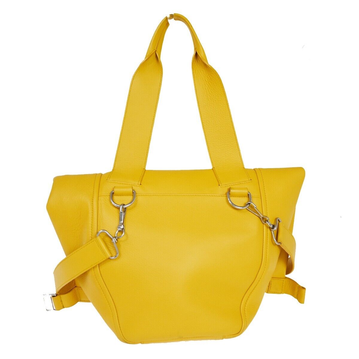 BALENCIAGA Logo 2Way Shoulder Hand Bag Leather Yellow Silver 87SH253
