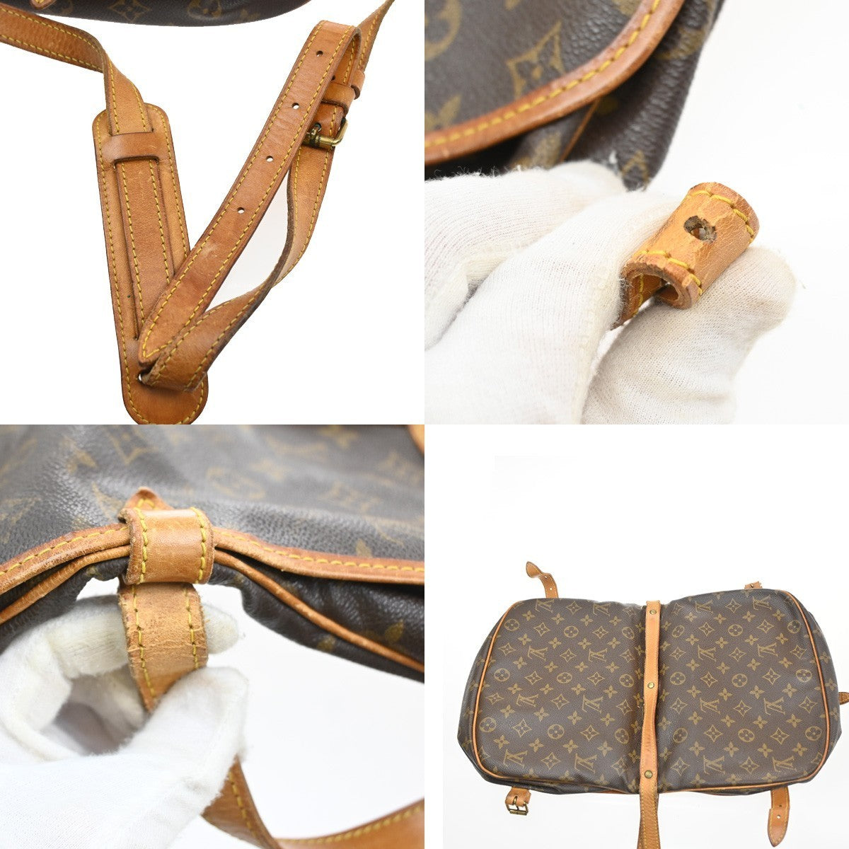 LOUIS VUITTON Logo Saumur 30 Shoulder Bag Monogram Leather Brown M42256 82SA119
