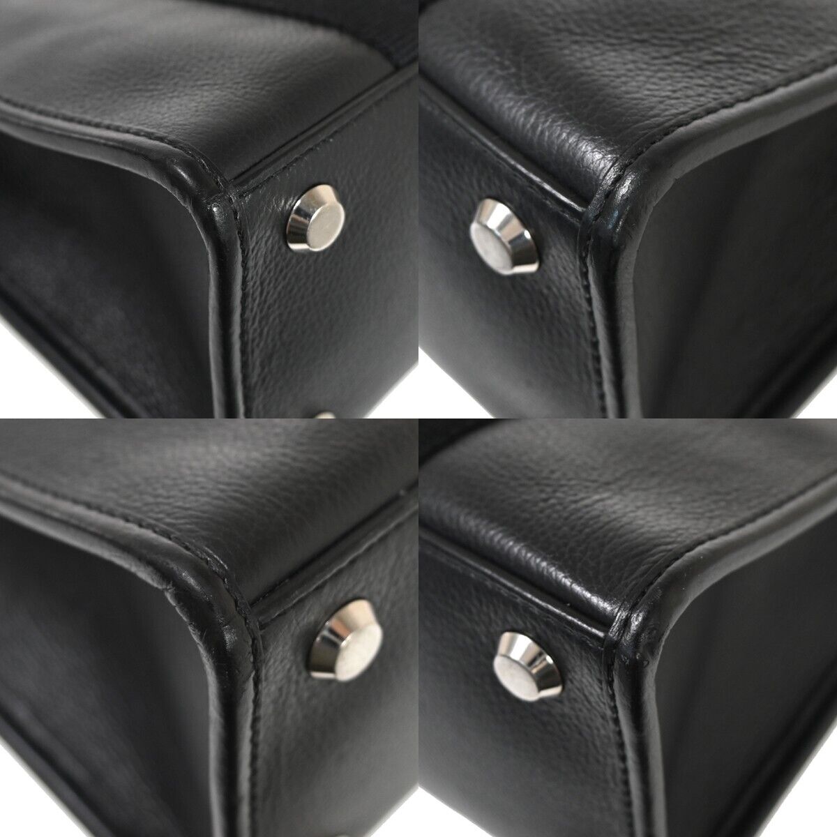 BALENCIAGA Logo Hardware Small Tote Bag Hand Bag Leather Black Italy 18GA901