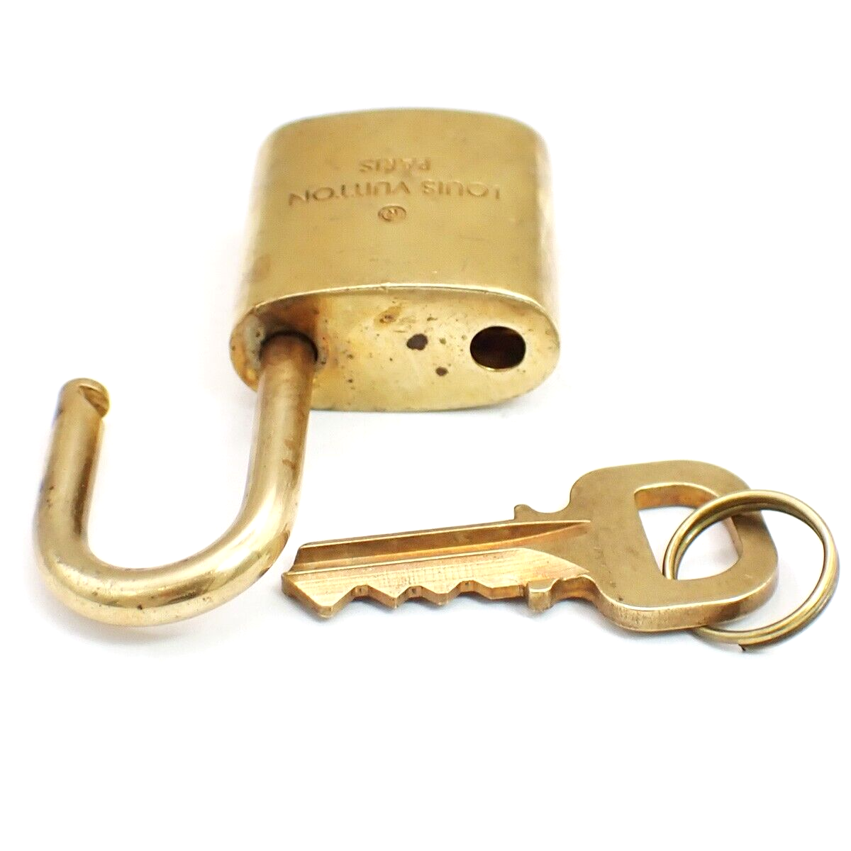 LOUIS VUITTON LV 10 Set  Padlock Key Bag Charm Cadena Gold Plated France 37YF815