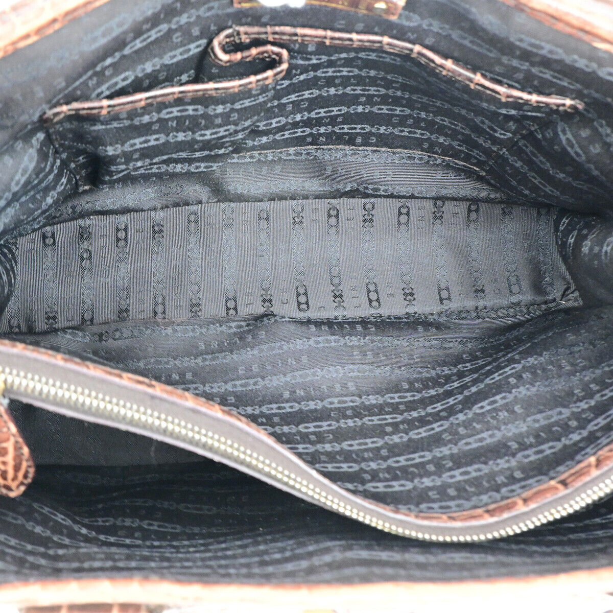 CELINE Logo Boogie Hand Bag Canvas Embossing Leather Charm Brown GHW 60YF122