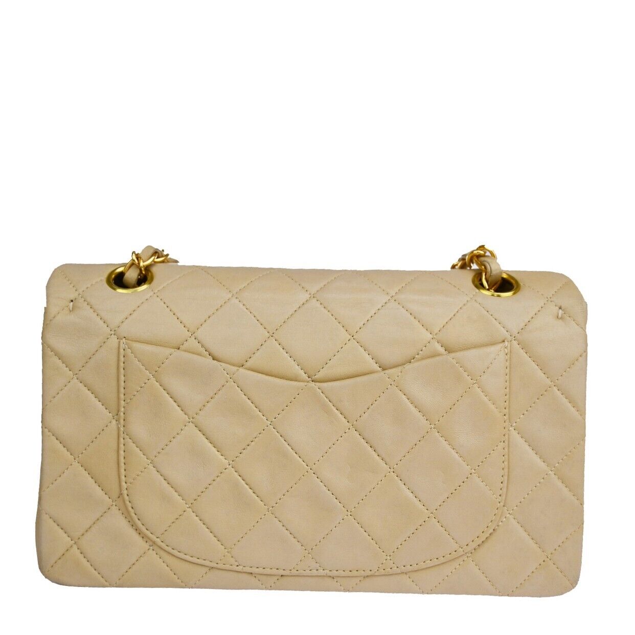 CHANEL CC Matelasse 23 Double Flap Chain Shoulder Bag Leather Beige GHW 708RJ451