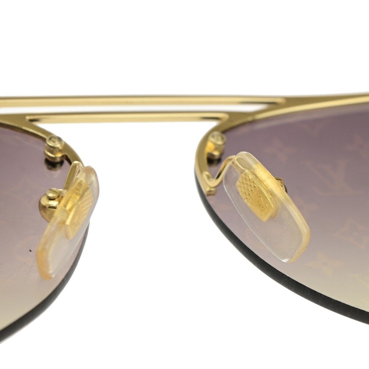LOUIS VUITTON Clockwise Sunglasses Eye Wear Monogram Metal Gold Z1020E 81YG537