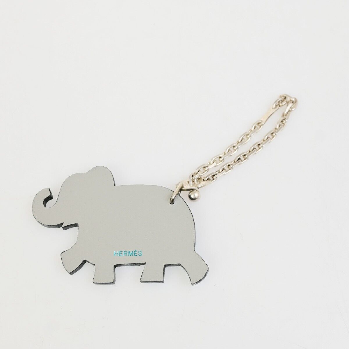 HERMES Logo Elephant Bag Charm Key Holder Chain Plastic Blue SHW 67KA524