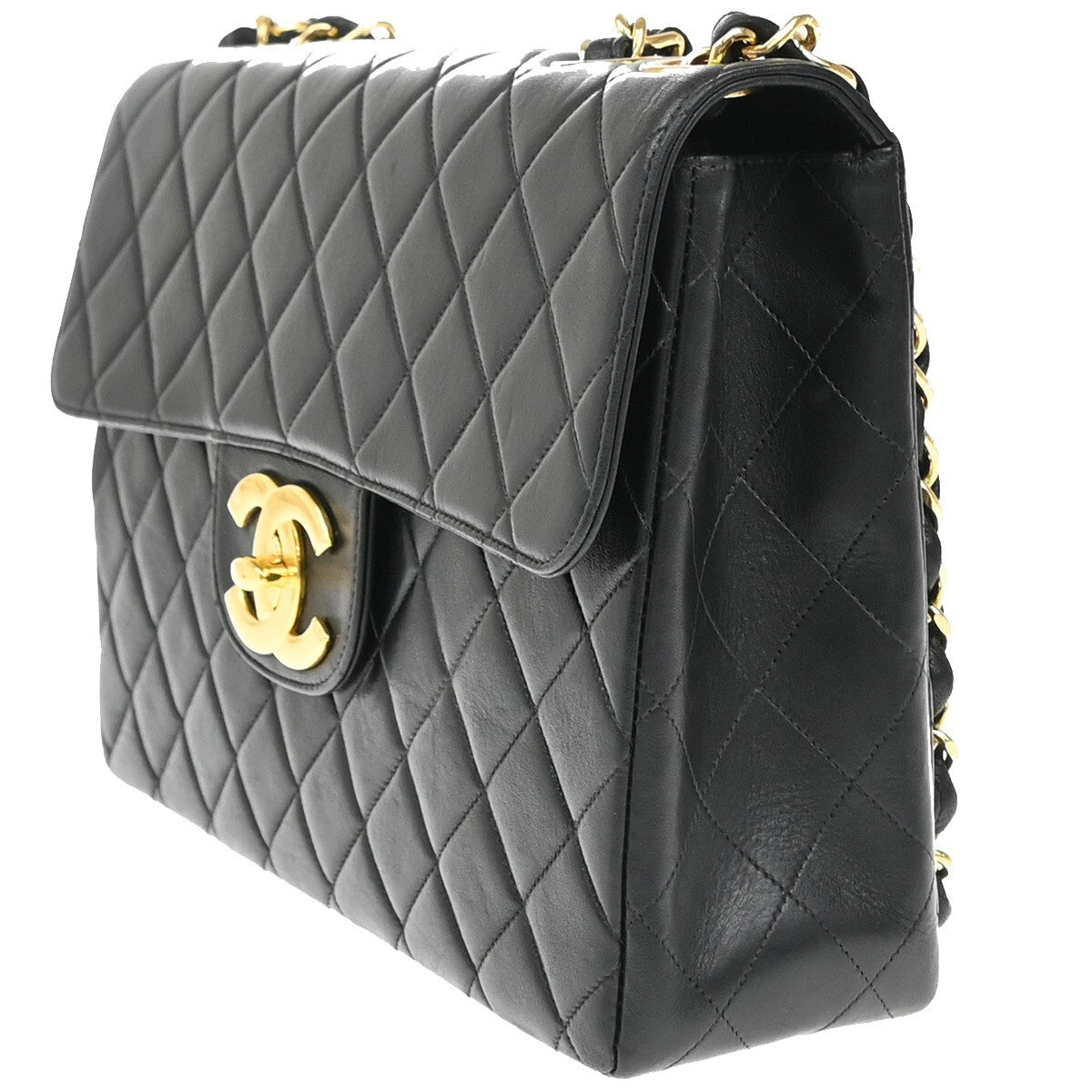 CHANEL CC Matelasse 30 Chain Shoulder Bag Leather Black GHW Vintage 341RF396