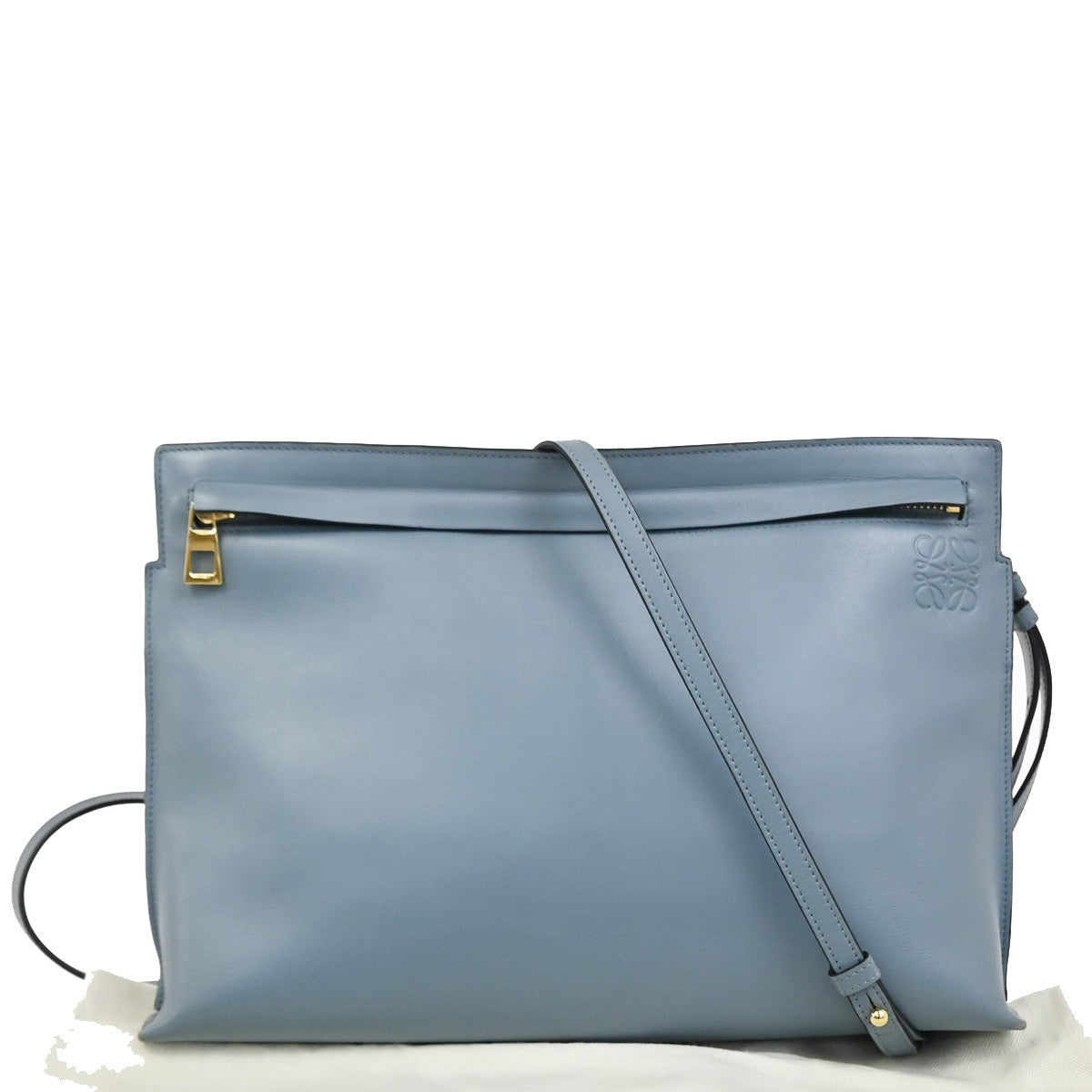 LOEWE Logo T Pouch Anagram Crossbody Shoulder Bag Leather Blue Spain GHW 35TA620