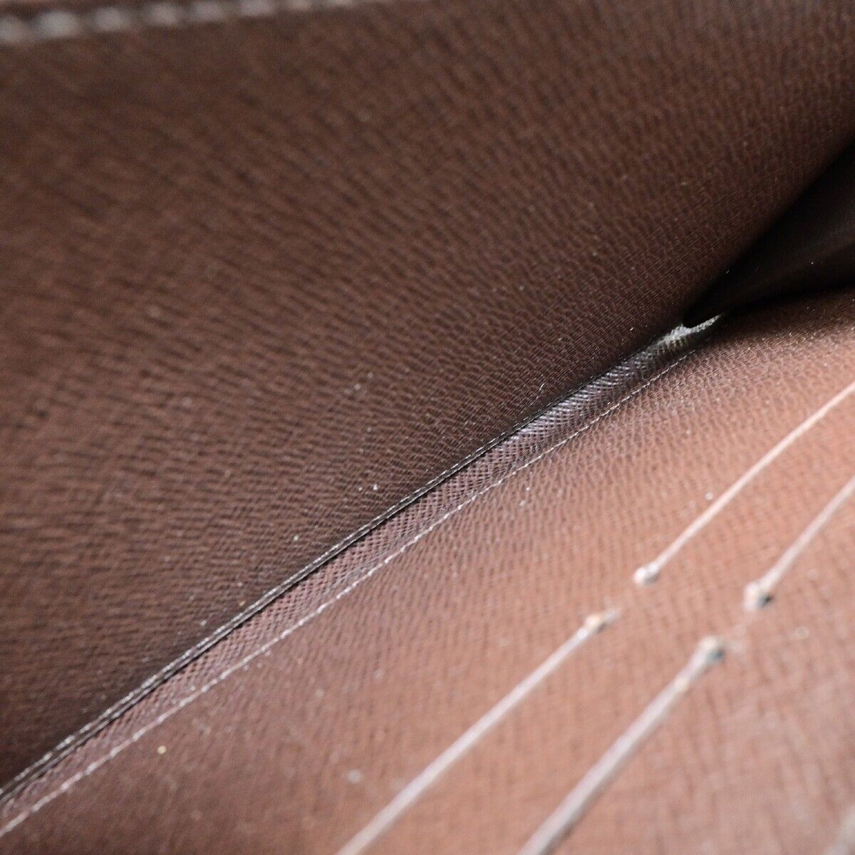 LOUIS VUITTON Zippy Wallet Long Bifold Purse Damier Leather Brown N60015 71EB896