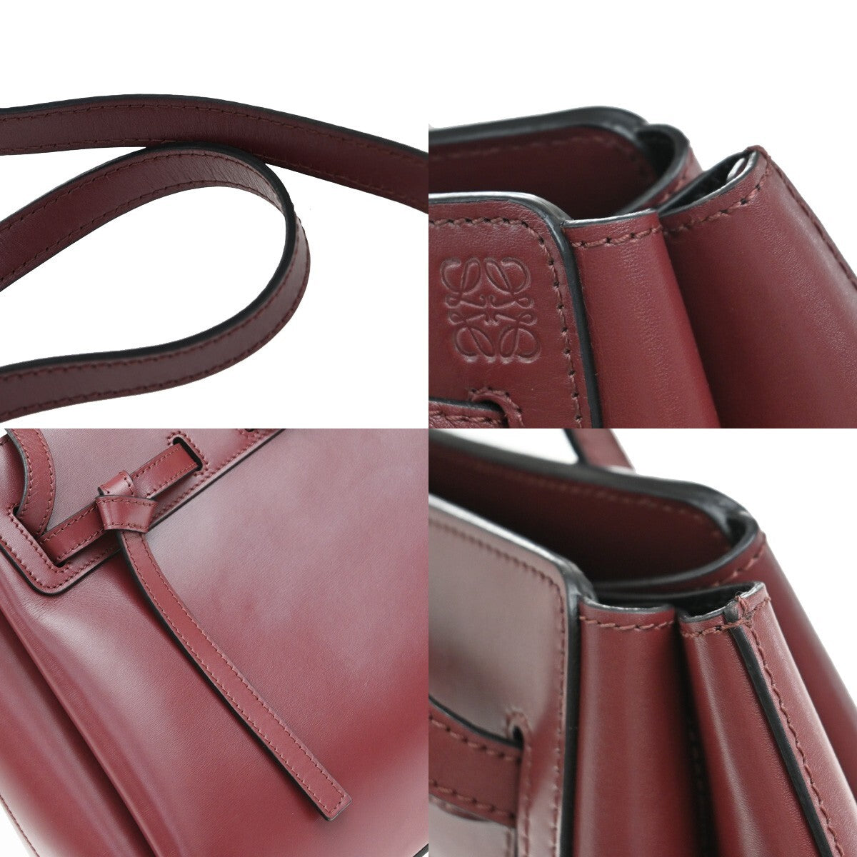 LOEWE Logo Lazo Hand Bag Leather Red Made in Spain 92RF255