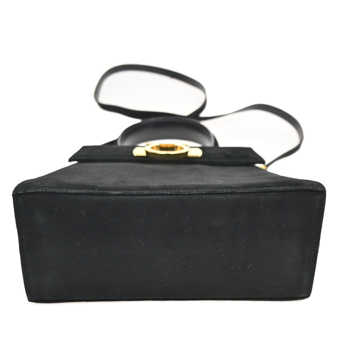 SALVATORE FERRAGAMO Gancini 2Way Shoulder Bag Suede Leather Black GHW 83ZA213