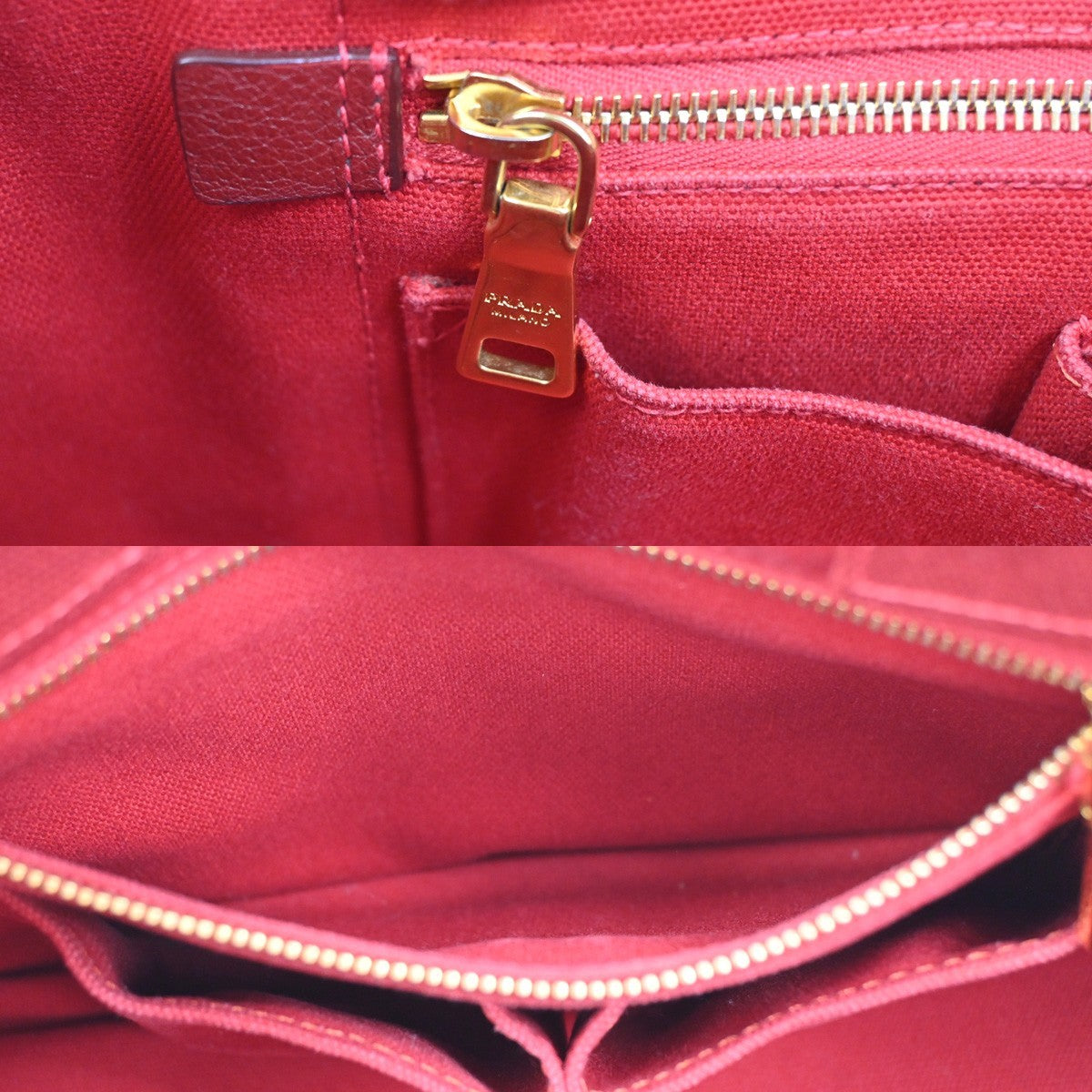 PRADA Logo CANAPA Shoulder Hand Tote Bag Canvas Leather Red GHW Italy 34AA200