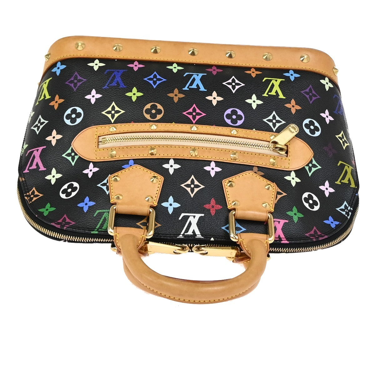 LOUIS VUITTON LV Logo Alma Hand Bag Monogram Multi Leather Black M92646 645RQ029
