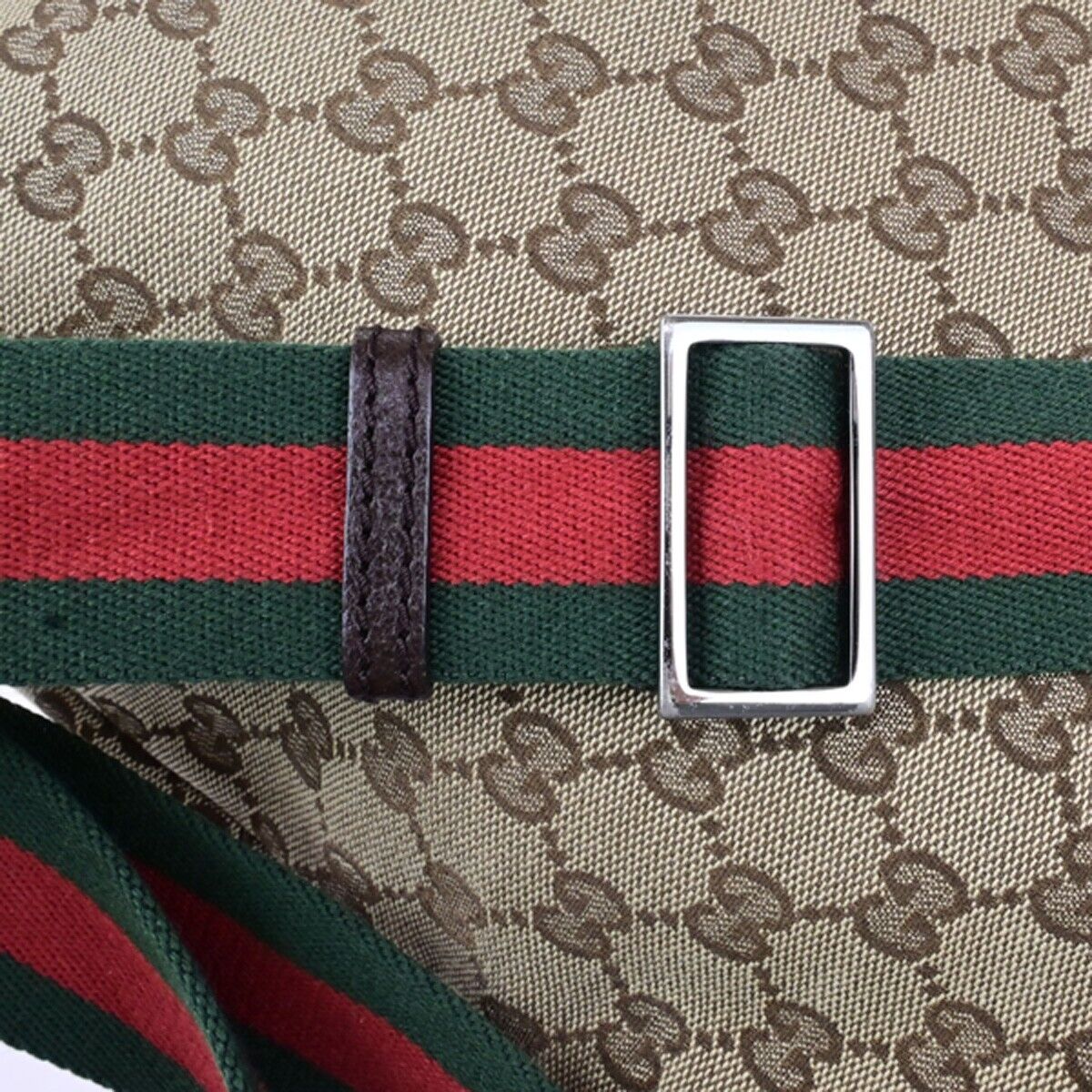 GUCCI GG Pattern Sherry Shoulder Bag Canvas Leather Brown SHW Italy 39ED283