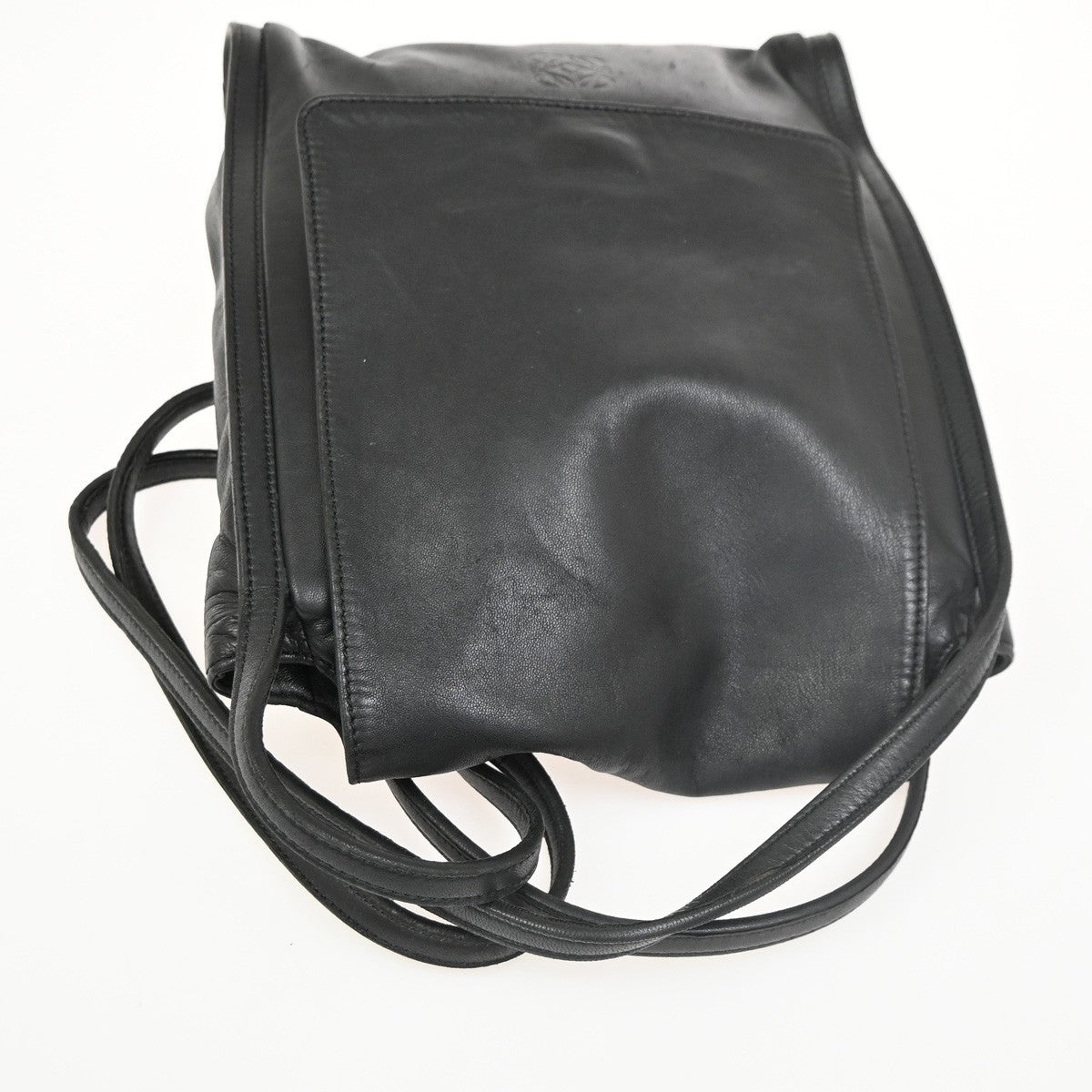 LOEWE Logo Anagram Flap Shoulder Shoulder Bag Leather Black Spain 68MA135