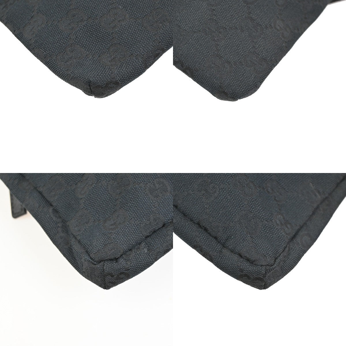 GUCCI Logo GG Pattern Mini Waist Belt Bag Canvas Leather Black SHW Italy 85KC747
