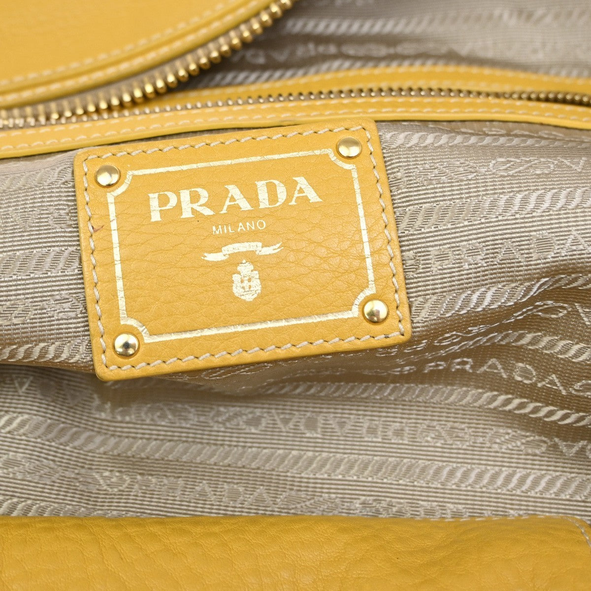 PRADA 2Way Shoulder Hand Tote Bag Vitello Daino Leather Yellow GHW 14DA189