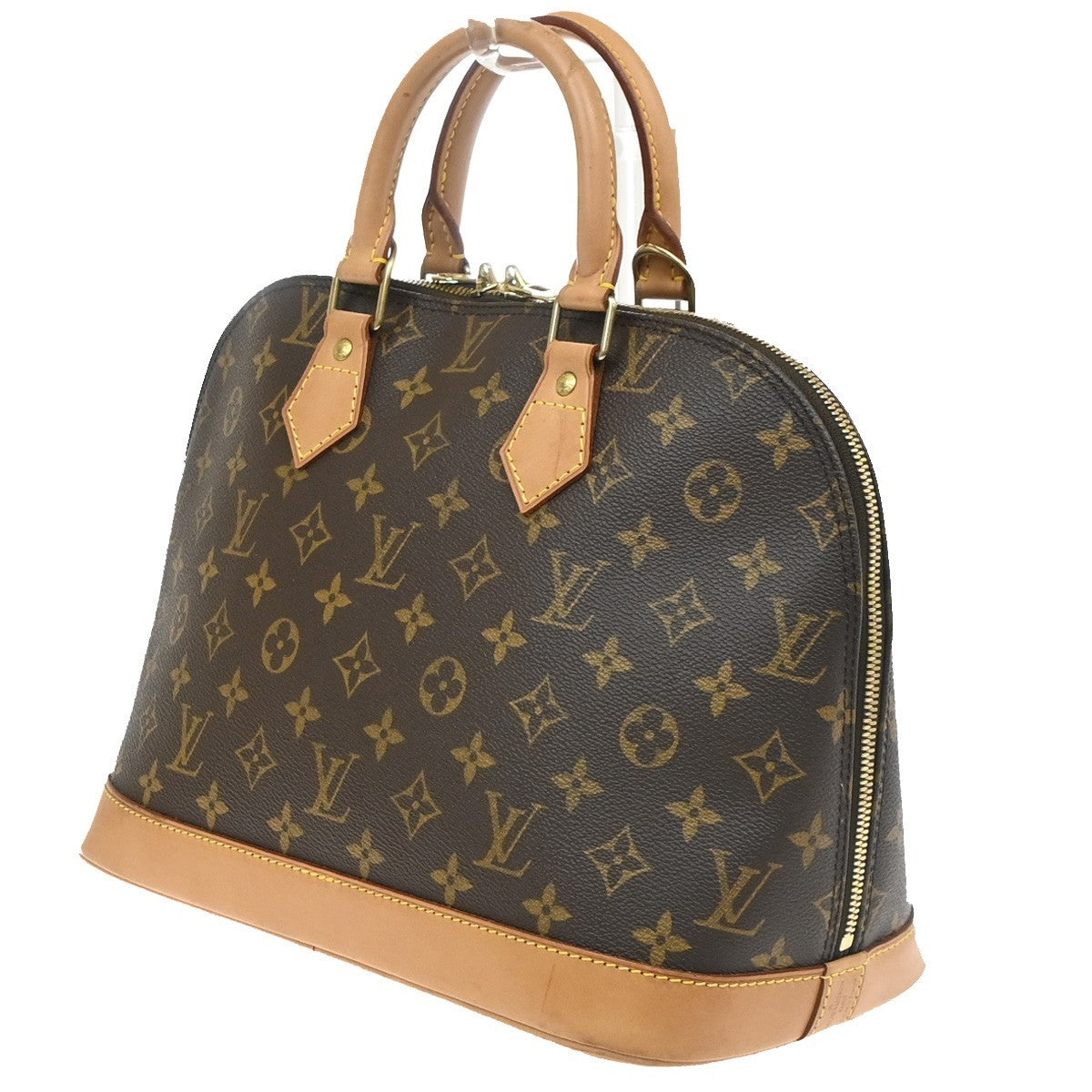 LOUIS VUITTON LV Logo Alma Hand Bag Monogram Leather Brown France M51130 88SA164