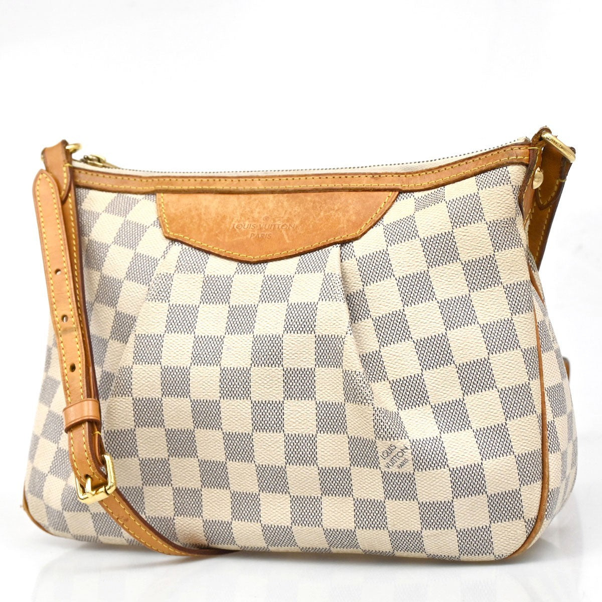 LOUIS VUITTON Siracusa PM Shoulder Bag Damier Azur Leather White N41113 70CA220