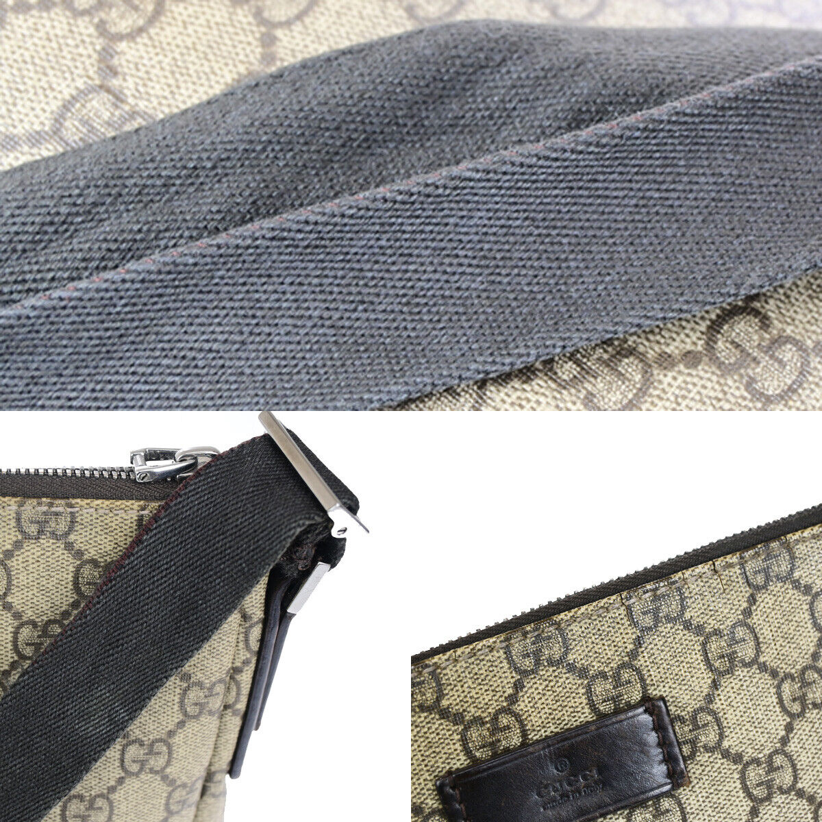 GUCCI Logo GG Pattern Crossbody Shoulder Bag PVC Leather Brown Italy 04YG476