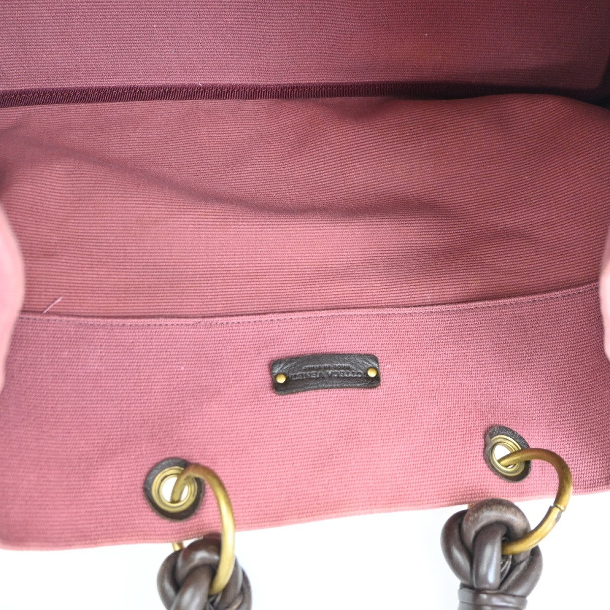 BOTTEGA VENETA Logo Shoulder Tote Bag Canvas Leather Pink GHW Italy 37YH904