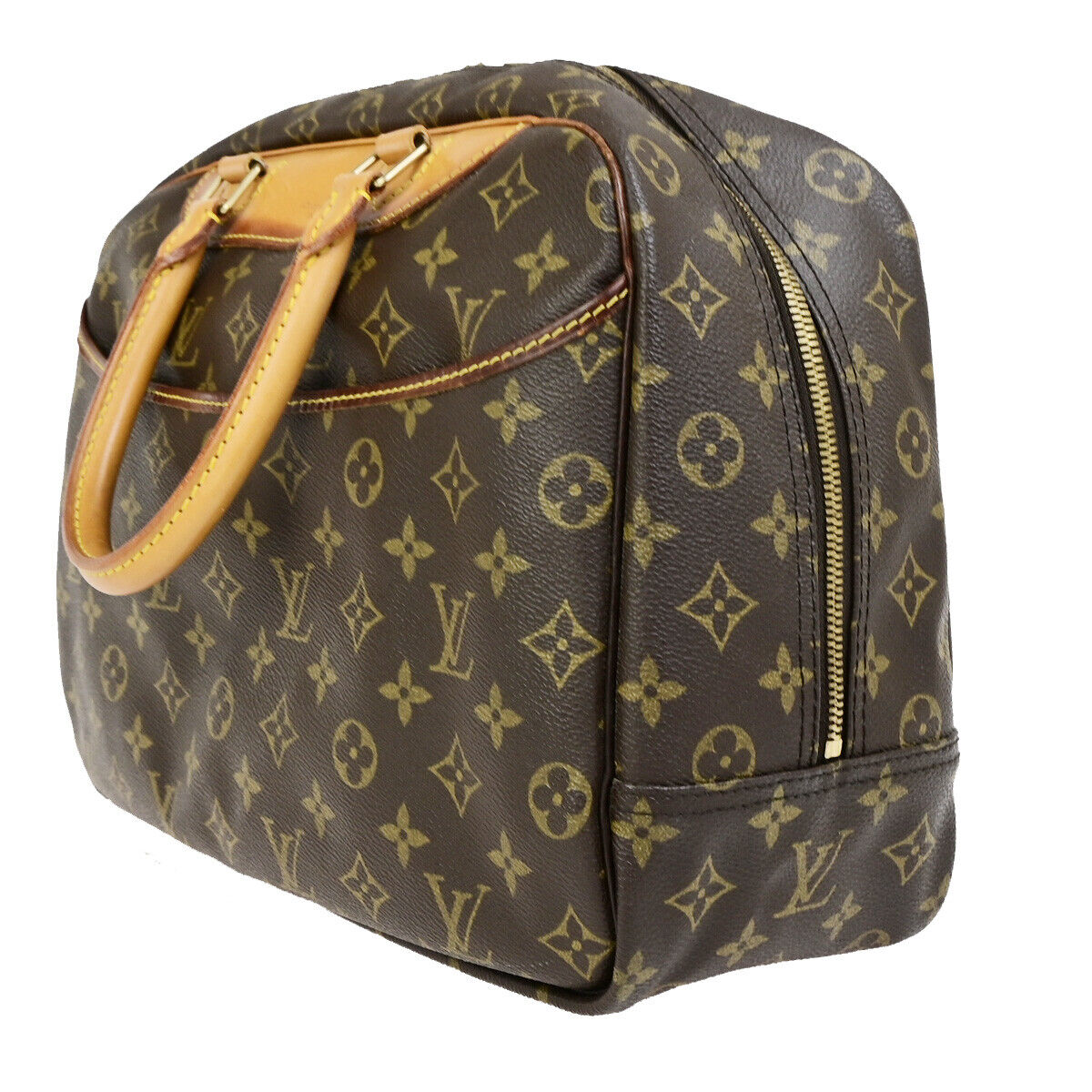 LOUIS VUITTON LV Logo Deauville Hand Bag Monogram Leather Brown M47270 34SJ499