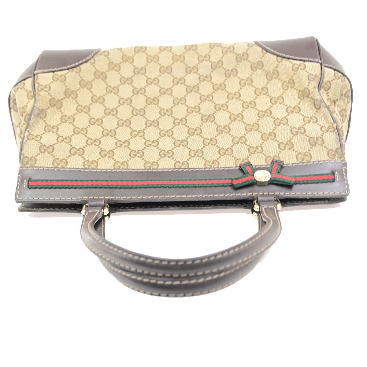 Gucci Logo Mayfair Bow Tote Bag GG Canvas Leather Beige/Brown GHW Italy 75PA125