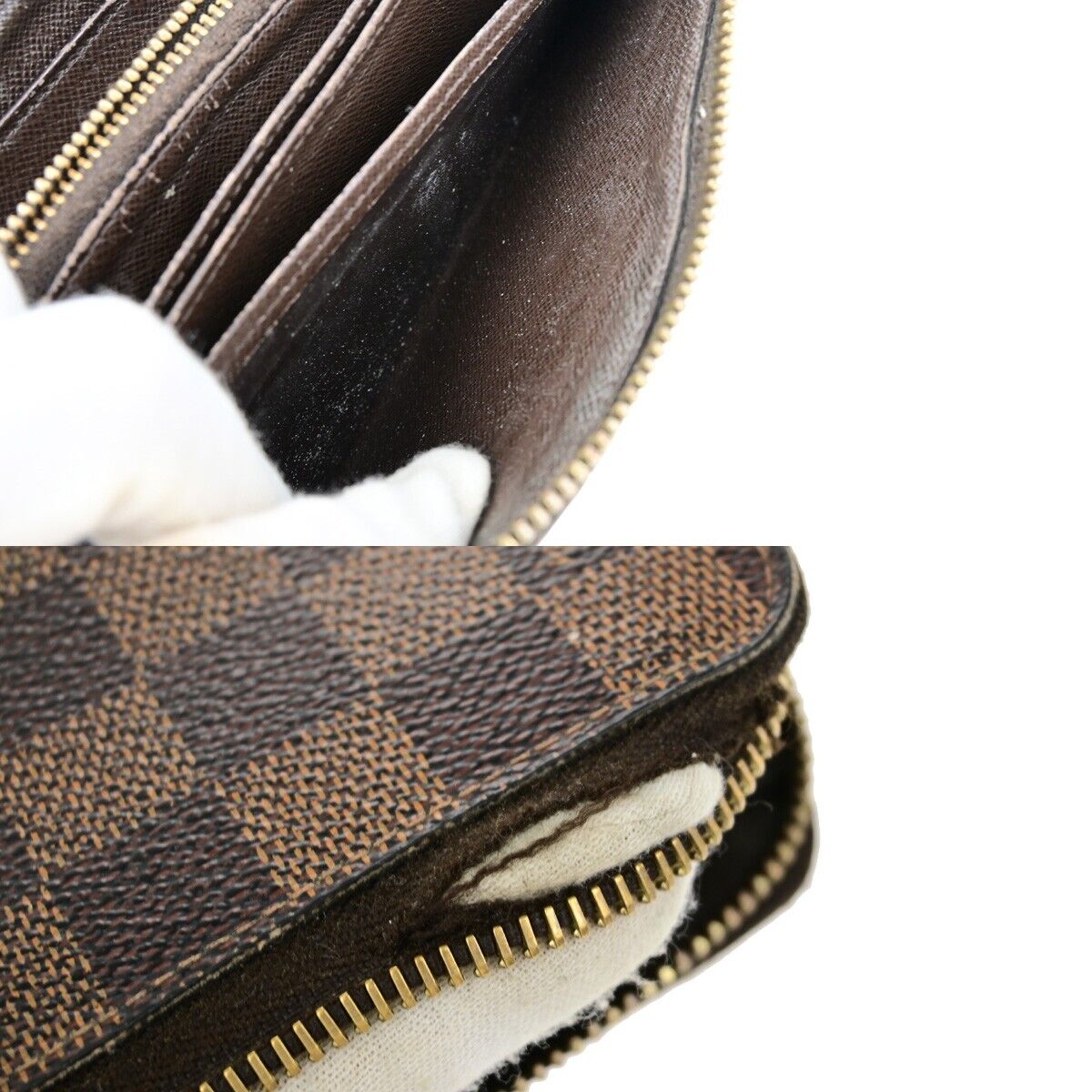 LOUIS VUITTON 3 Set Wallet Monogram Damier Ebene Epi Leather Brown Blue 04EE020