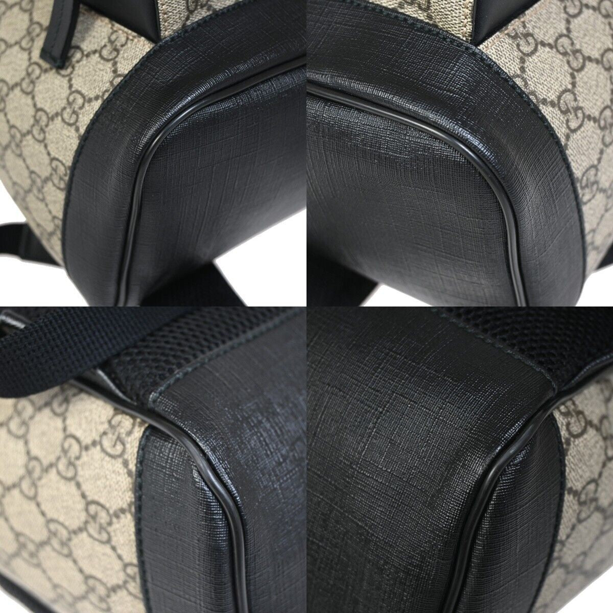 GUCCI GG Supreme Backpack Canvas Leather  Black Brown Ebony Italy 631RF133