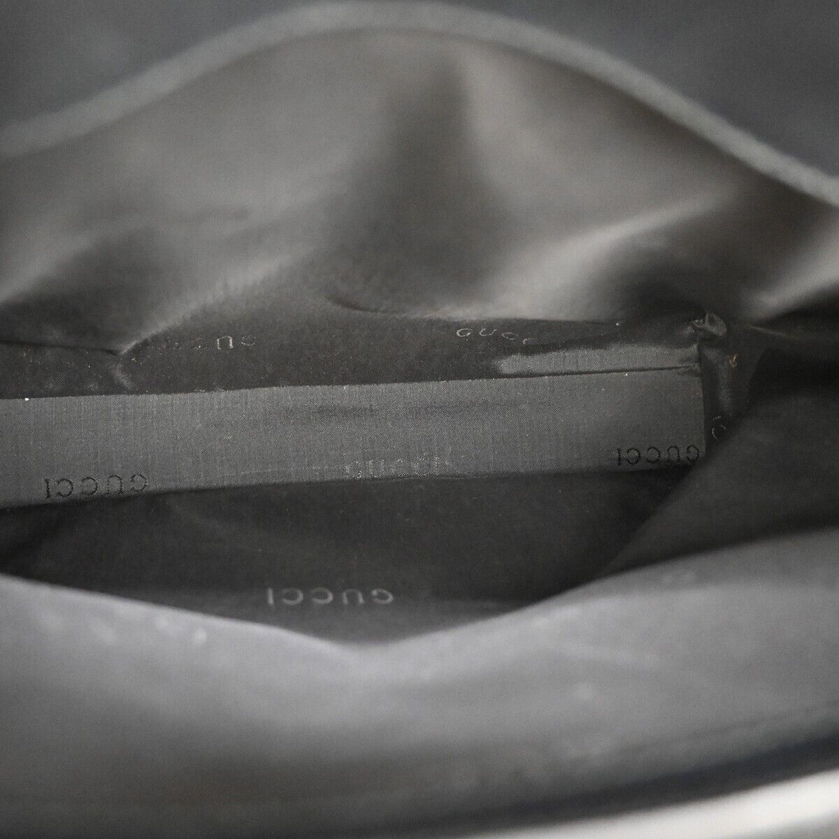 GUCCI Logo Bamboo Hand Bag Leather Black Silver-Plated Made In Italy 67EA504