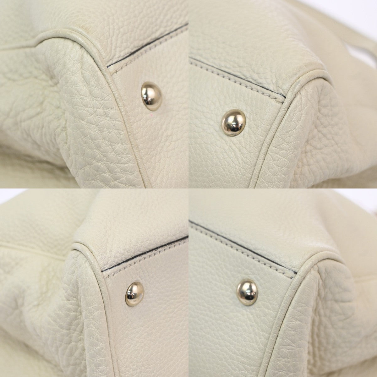 GUCCI Logo Bamboo 2Way Handbag Leather White GHW made in Italy 70TA662