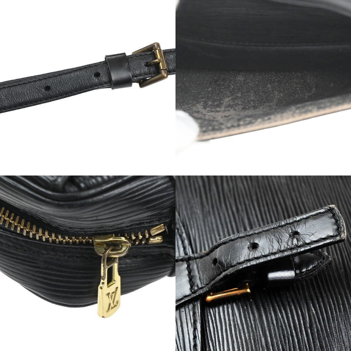 LOUIS VUITTON LV Logo Jeune Fille Shoulder Bag Epi Leather Black M52152 65CA685