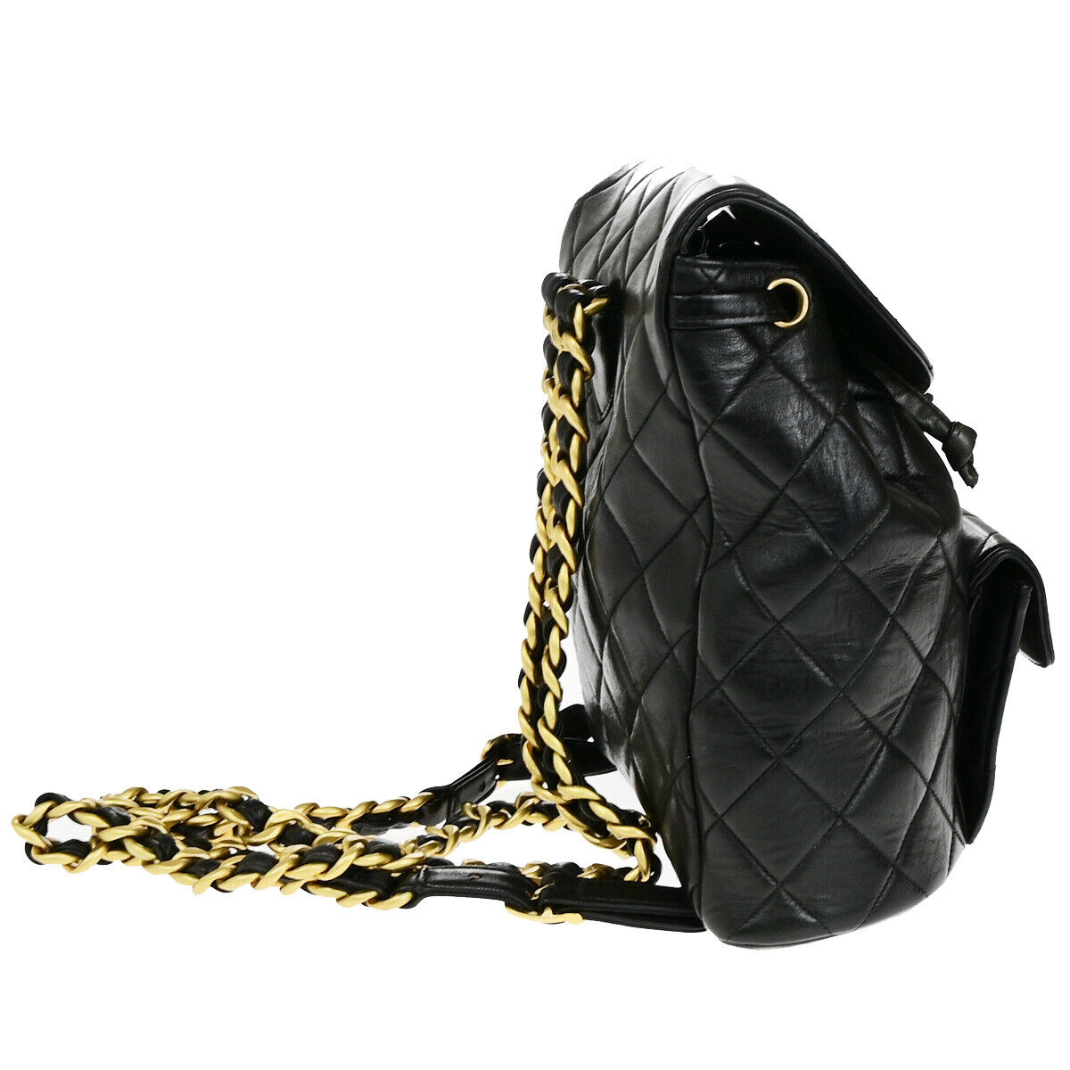 CHANEL CC Logo Matelasse Chain Backpack Bag Leather Black GHW Vintage 325RK673
