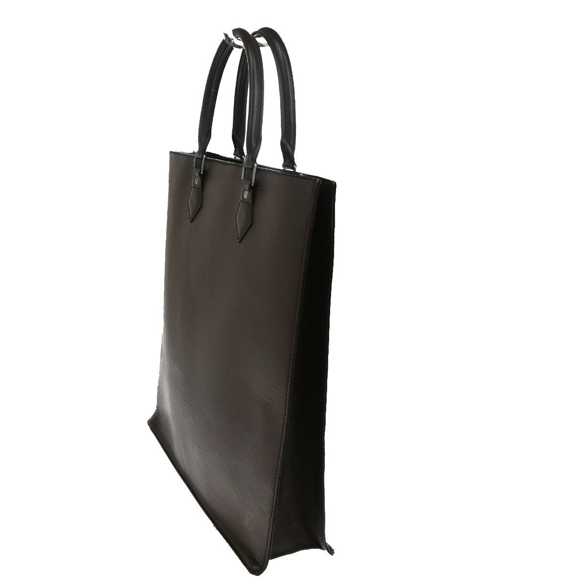 LOUIS VUITTON Logo Sac Plat Hand Tote Bag Epi Leather Brown M52742 87KB932