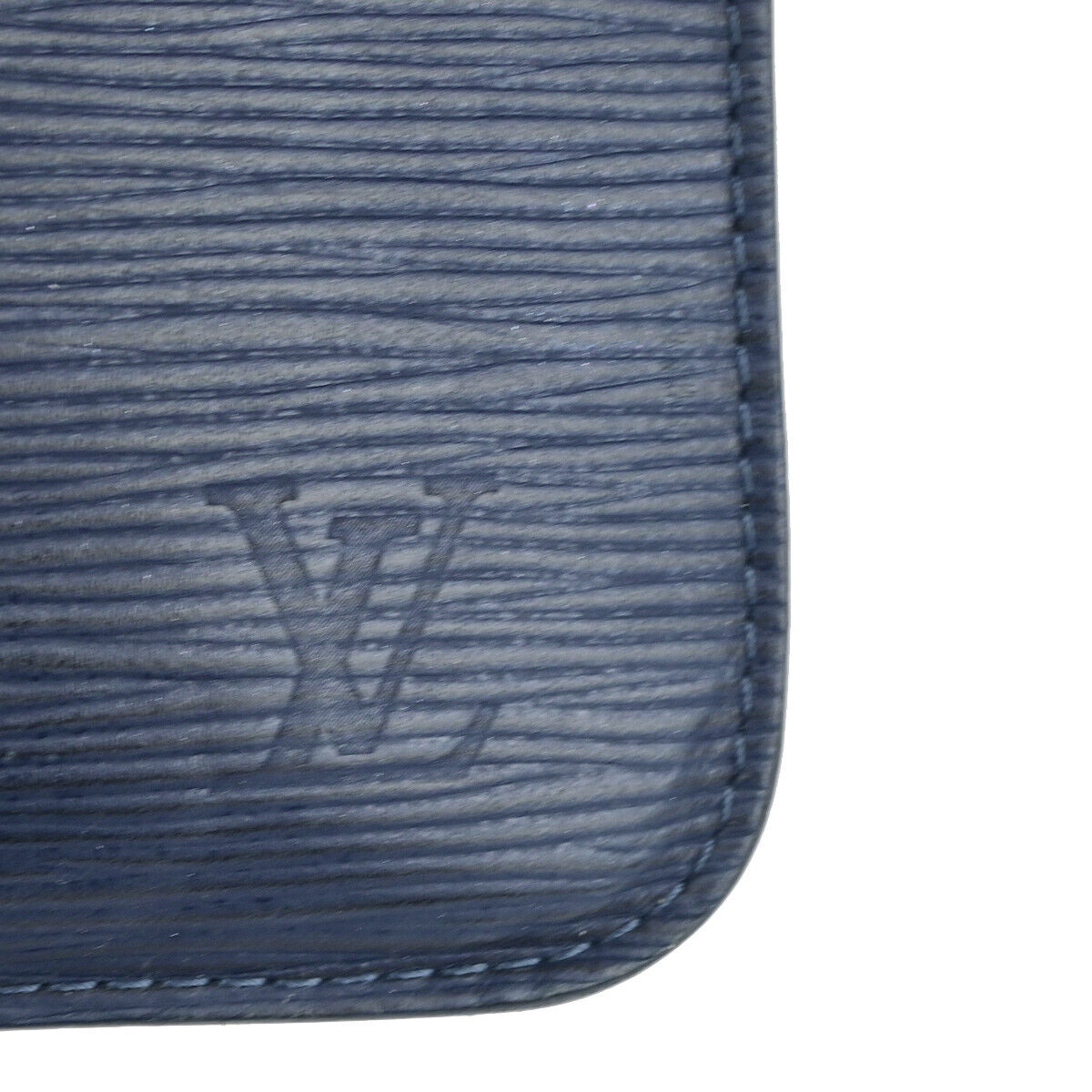 LOUIS VUITTON Logo Neverfull Pouch Epi Leather Indigo Blue SHW Spain 63YF452