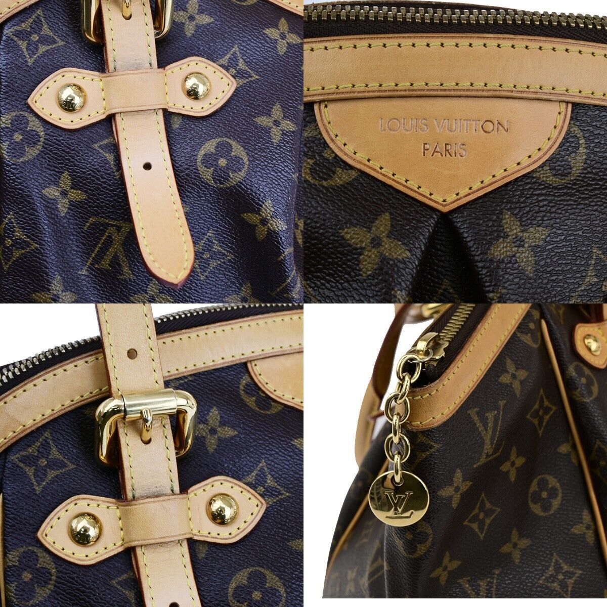 LOUIS VUITTON LV Tivoli GM Shoulder Bag Monogram Leather Brown M40144 52ED109