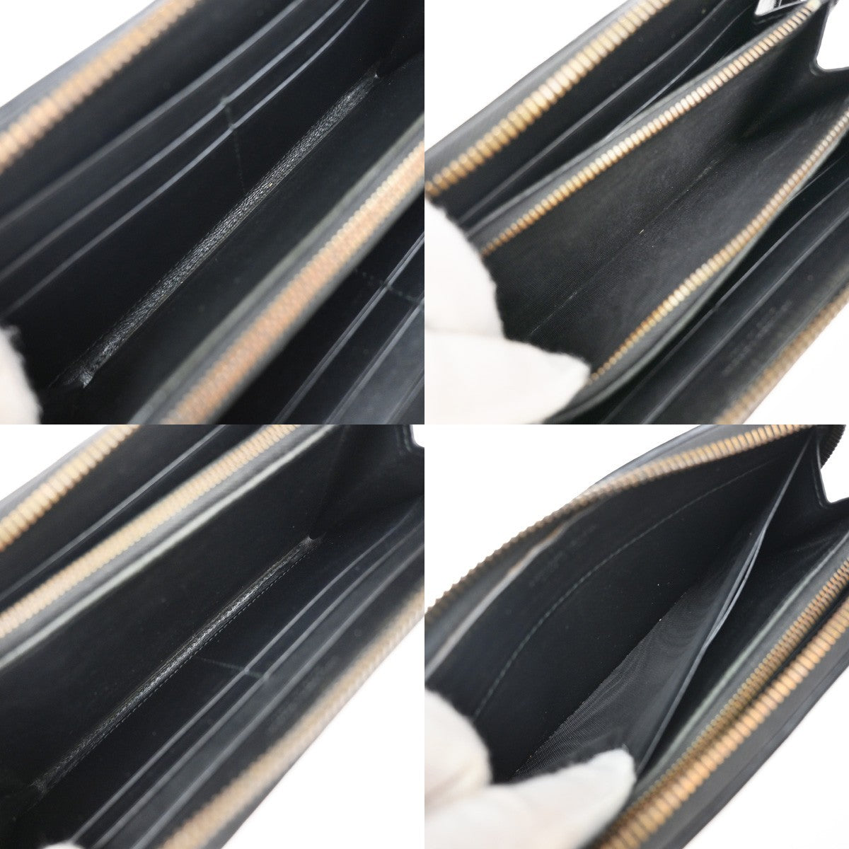 BOTTEGA VENETA Logo Intrecciato Long Zipper Around Wallet Leather Black 68KB106