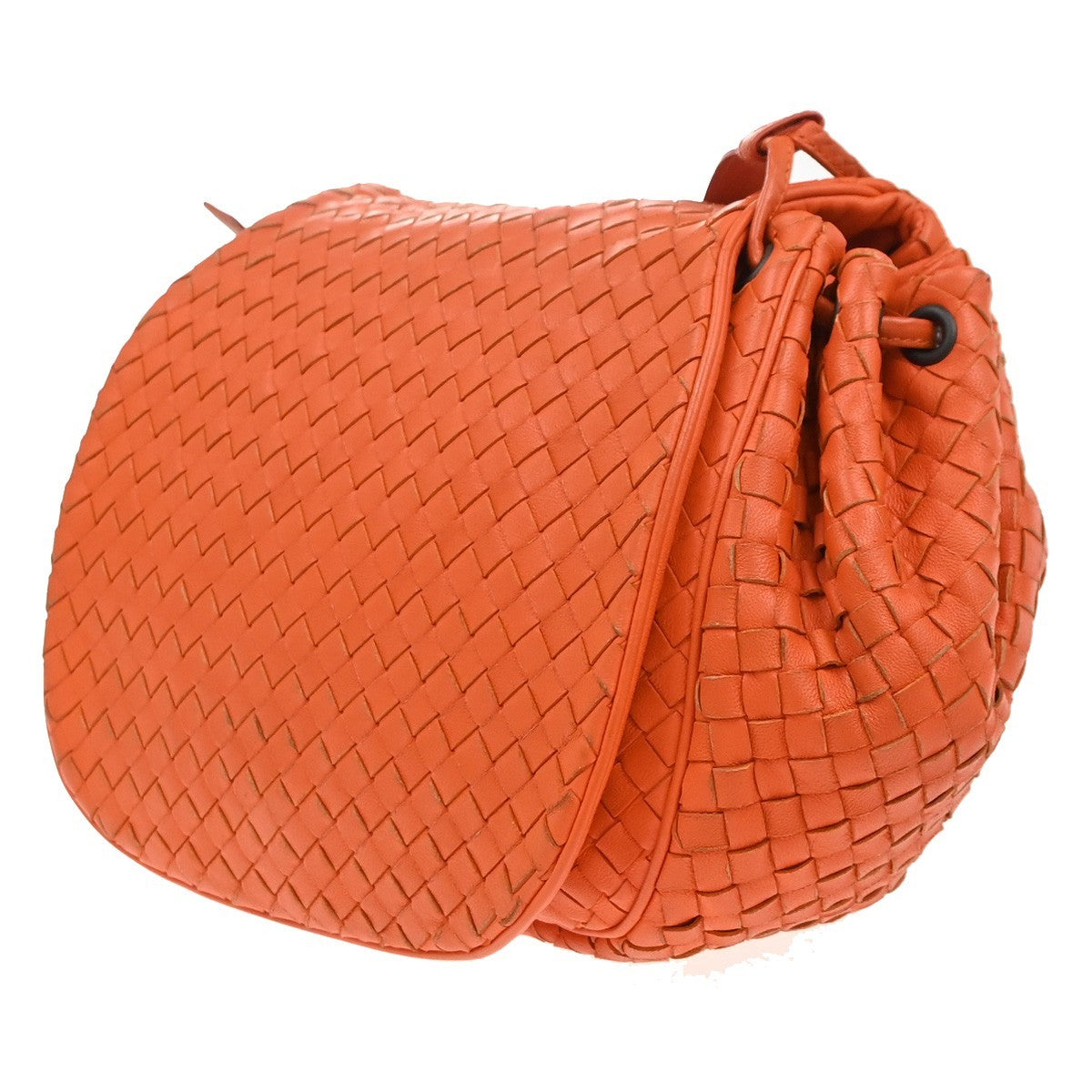 BOTTEGA VENETA Logo Intrecciato Shoulder Hand Bag Leather Orange Italy 95MA530