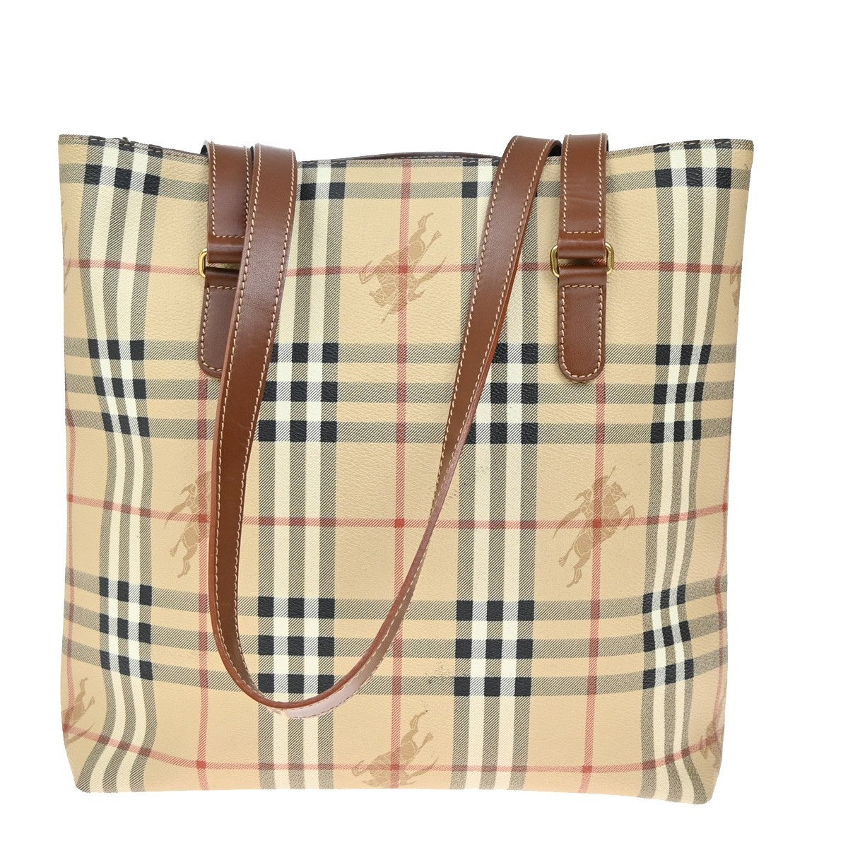 BURBERRY Logo Nova Check Shoulder Tote Bag PVC Leather Beige Italy  31TA070
