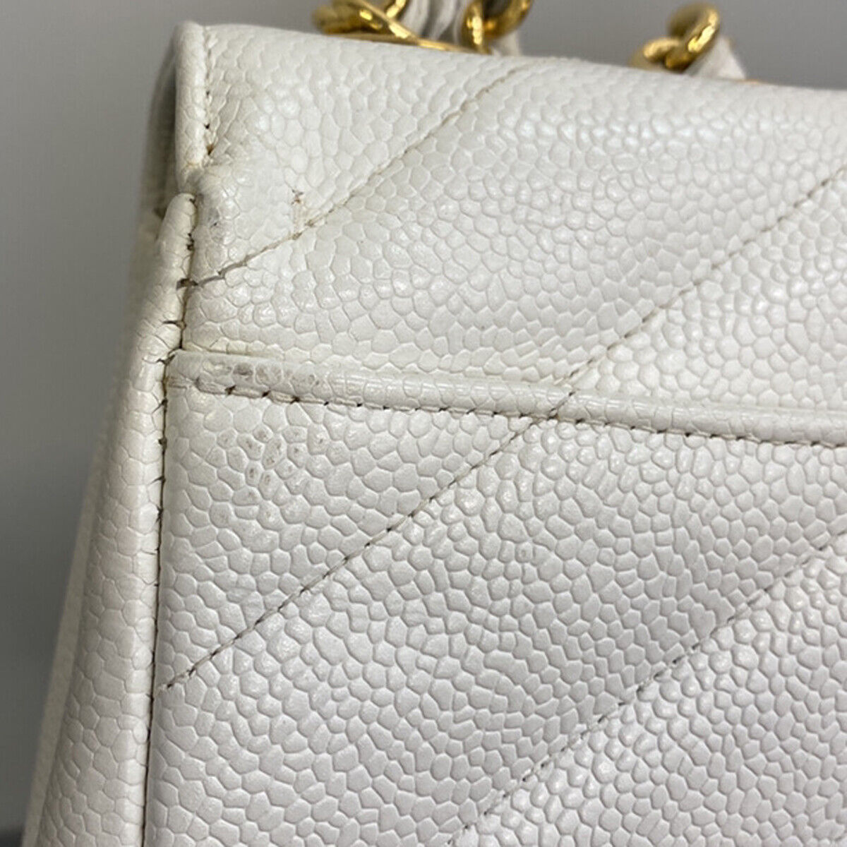 CHANEL CC Bias Stitch 30 Chain Shoulder Bag Grained Calfskin Leather WE 805RK698